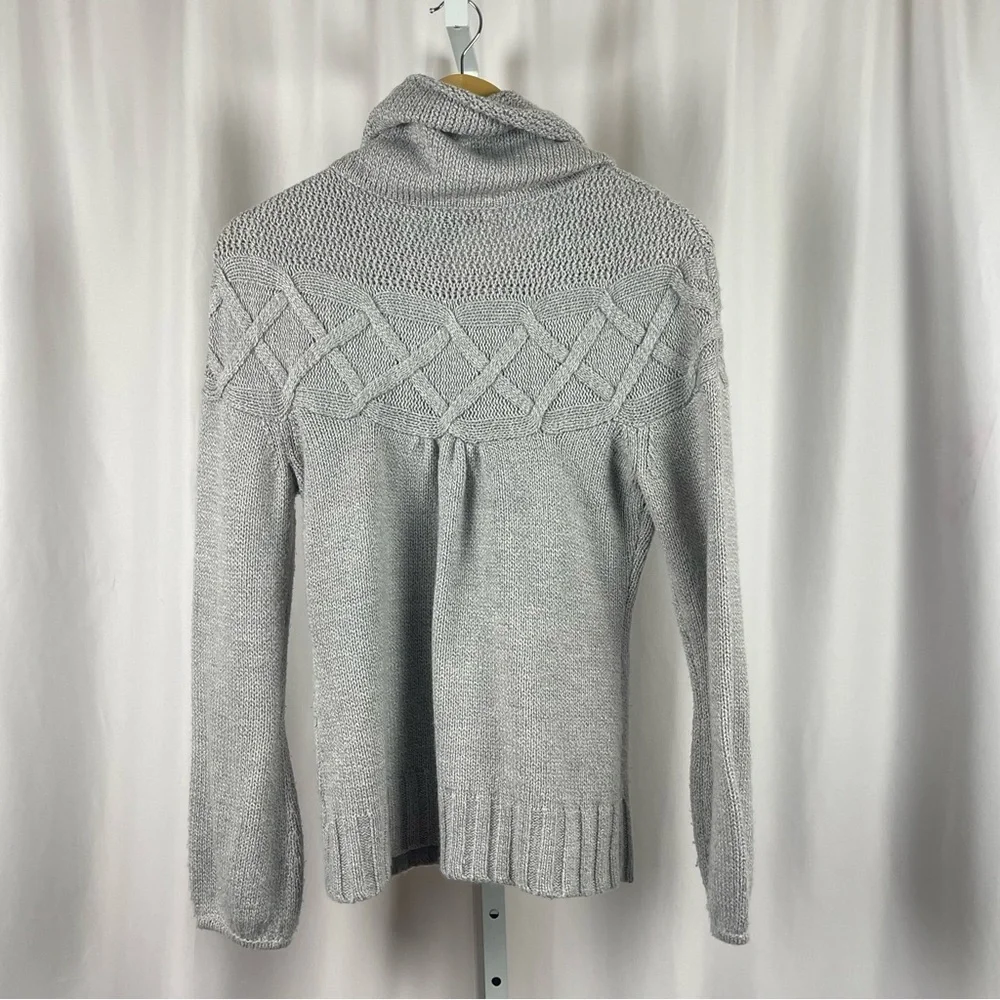 a.n.a Medium Cowl Neck Sweater with Diamond Pattern Bubble Sleeve Pullover